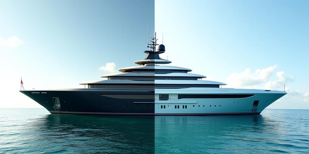 Prima e dopo coating superyacht
